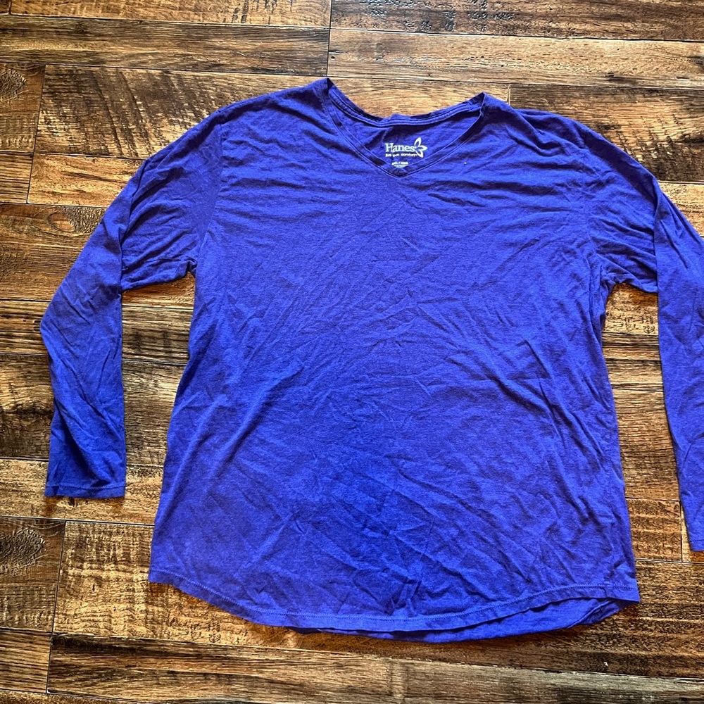 Hanes Women's Deep Purple Long Sleeve Tee